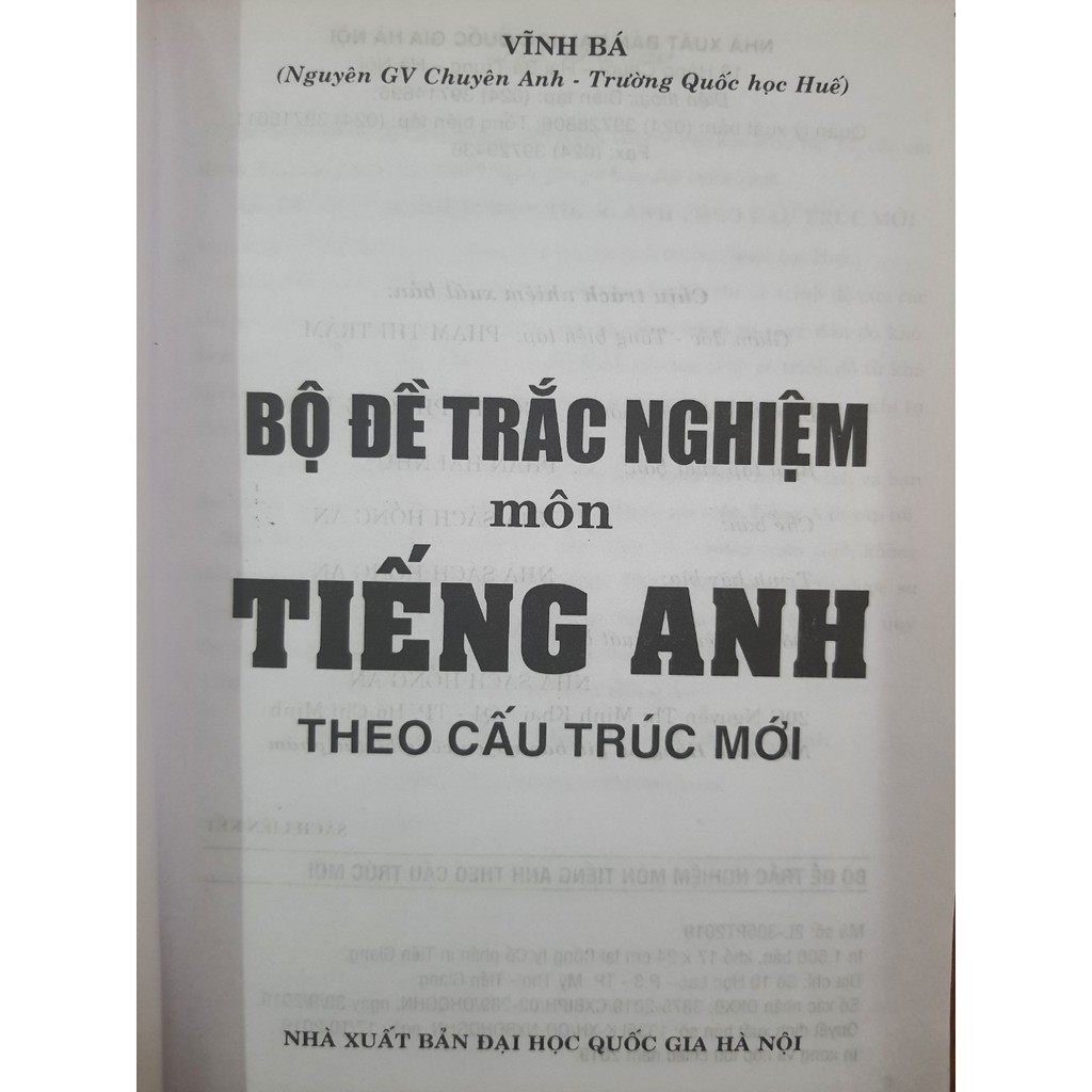 Sách - Bộ đề trắc nghiệm môn Tiếng Anh theo cấu trúc mới