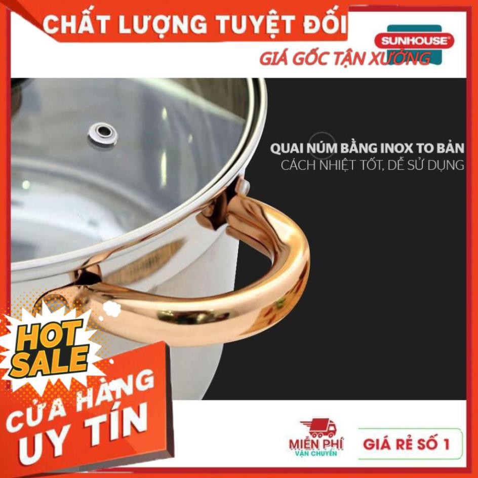 [Size 16,20,24cm] Bộ nồi inox 5 đáy Sunhouse SH781 dùng mọi loại bếp từ bếp gas bếp hồng ngoại