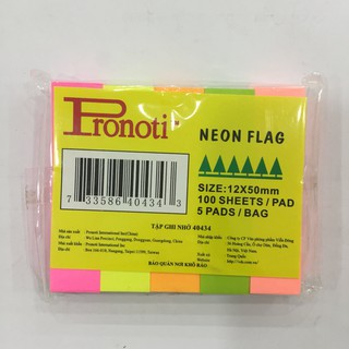 Giấy note ghi chú 5 màu 12x50 mm - Combo 5 xấp