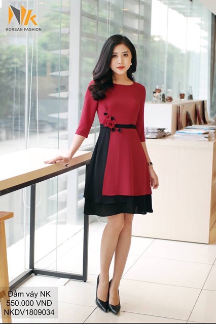 Đầm phối hoa eo NK kèm ảnh thật | BigBuy360 - bigbuy360.vn