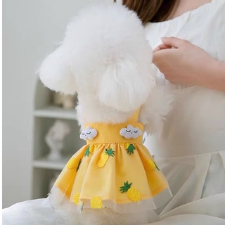 Váy cho thú cưng xòe bồng thêu nổi hình trái dứa, váy cho chó mèo