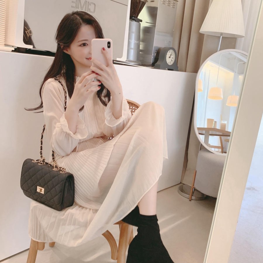 Đầm Tay Loe Xếp Ly Phong Cách Hàn Quốc Thời Trang Mùa Xuân 33544