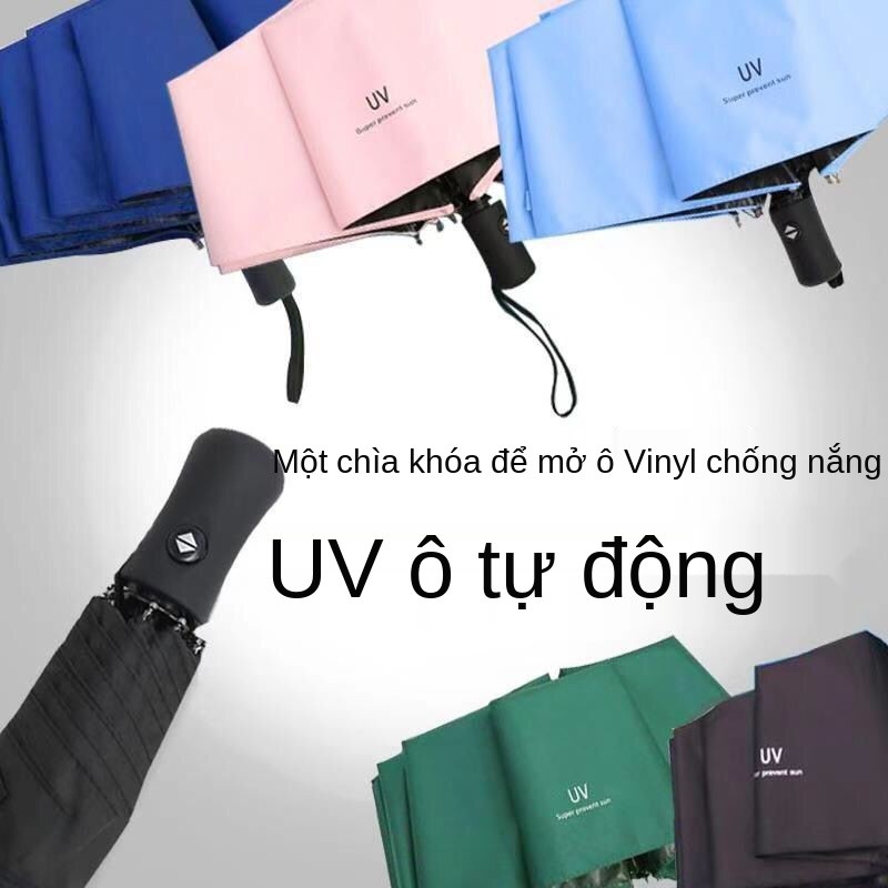 Ô nam hoàn toàn tự động và phụ nữ vinyl Phiên bản Hàn Quốc của che nắng mưa gấp trong suốt dù lớn kép sử dụng