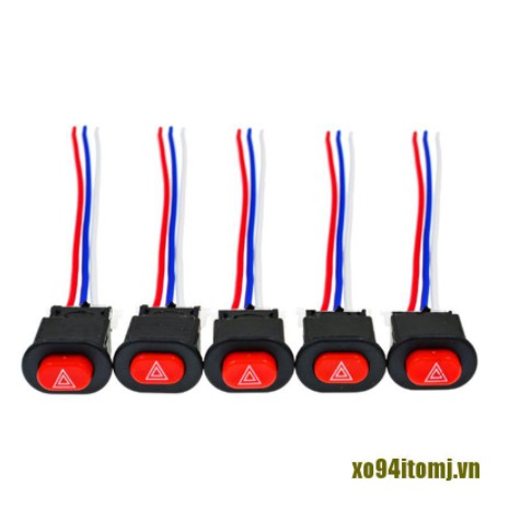 Công tắc đèn hazard khẩn cấp xe gắn máy 3 dây xi nhan 12v nút nhấn ấn nhấp nháy