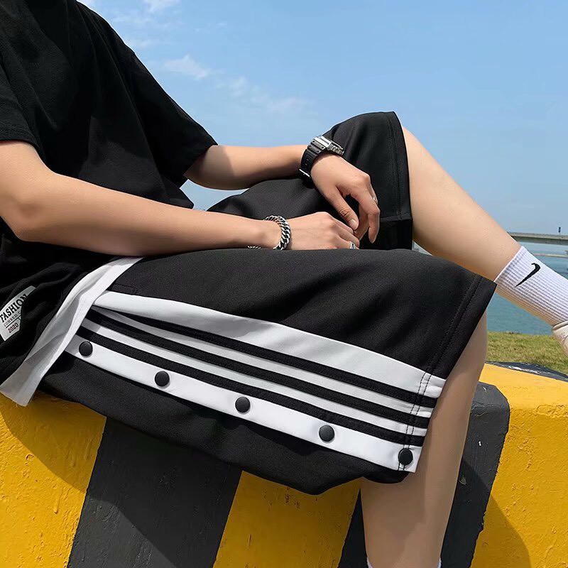 Quần đùi lửng ống rộng họa tiết cúc bấm thời trang unisex/ Quần sooc thể thao nam nữ phong cách hàn quốc_veestore | BigBuy360 - bigbuy360.vn