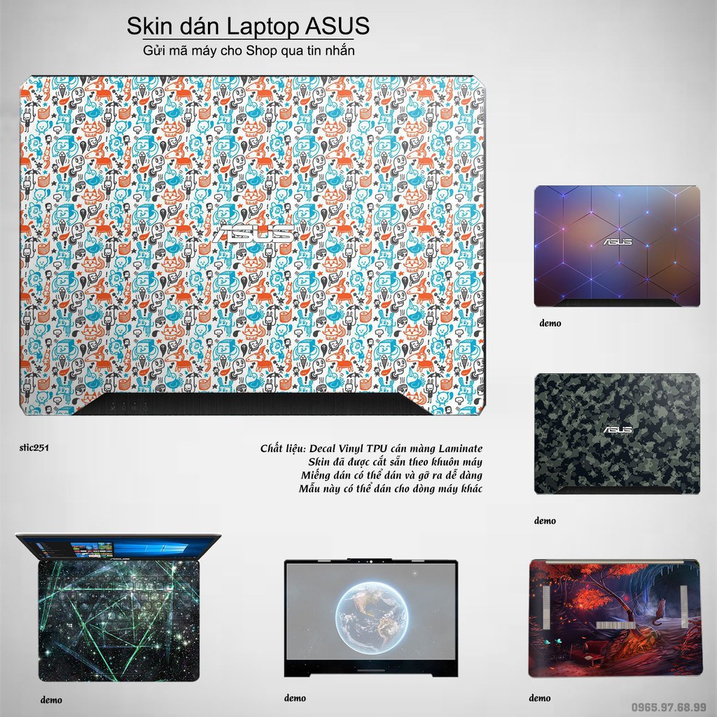 Skin dán Laptop Asus in hình hoạt hình animal - stic251 (inbox mã máy cho Shop)