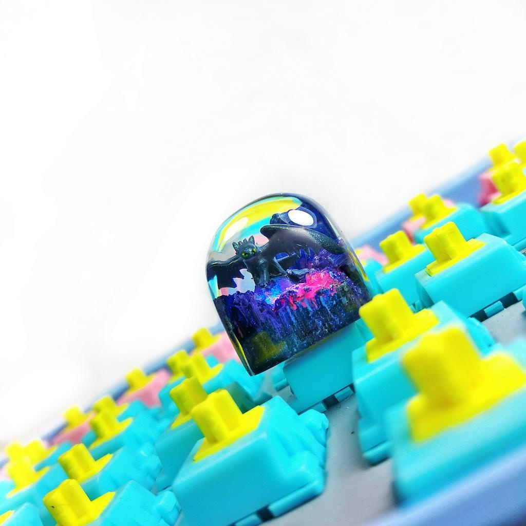 Nút bàn phím chú rồng răng sún, nút bàn phím handmade, nút bàn phím resin,toothless  keycap SA, Artisan Keycap