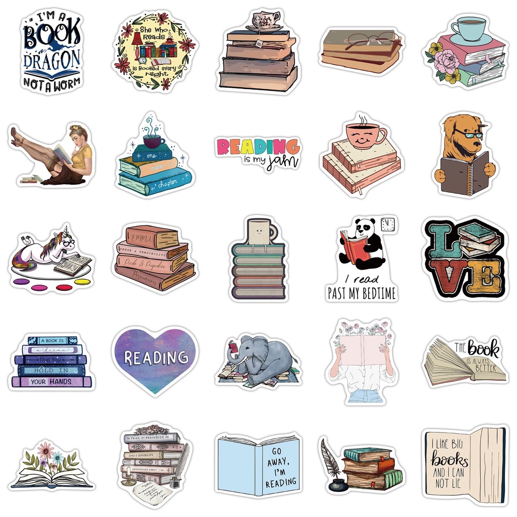 H155 - Sticker Hình sách - PVC/ Hình dán Chống nước