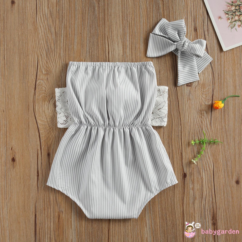 Áo liền thân hở vai kèm băng đô thời trang cho bé gái