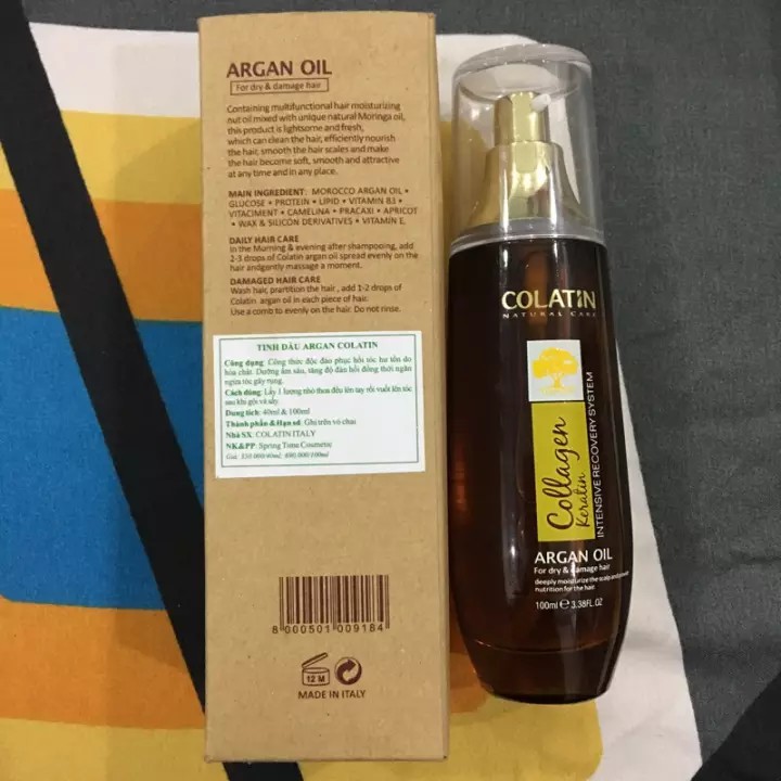 TINH DẦU COLATIN ARGAN OIL 40ML GIÀU COLLAGEN KERATIN NUÔI DƯỠNG, BẢO VỆ, PHỤC HỒI TÓC VÀ DA TỪ SÂU BÊN TRONG HTH9542