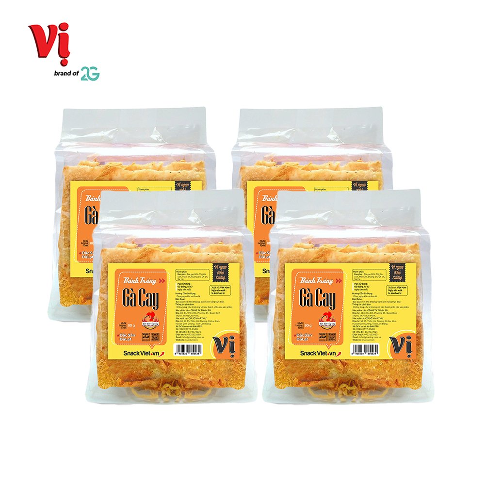 (Combo) 4 Bánh Tráng Gà Cay Vị - Túi Mini 80g