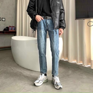 Quần jean xanh co dãn trơn