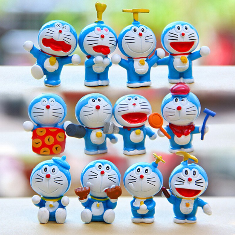 Set 12 Mô Hình Đồ Chơi Nhân Vật Hoạt Hình Doraemon