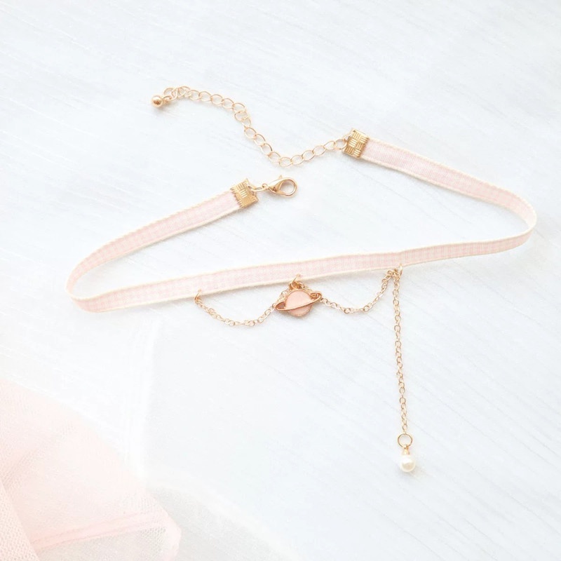 Vòng Cổ choker Màu Hồng Dễ Thương Phong Cách Hàn Quốc