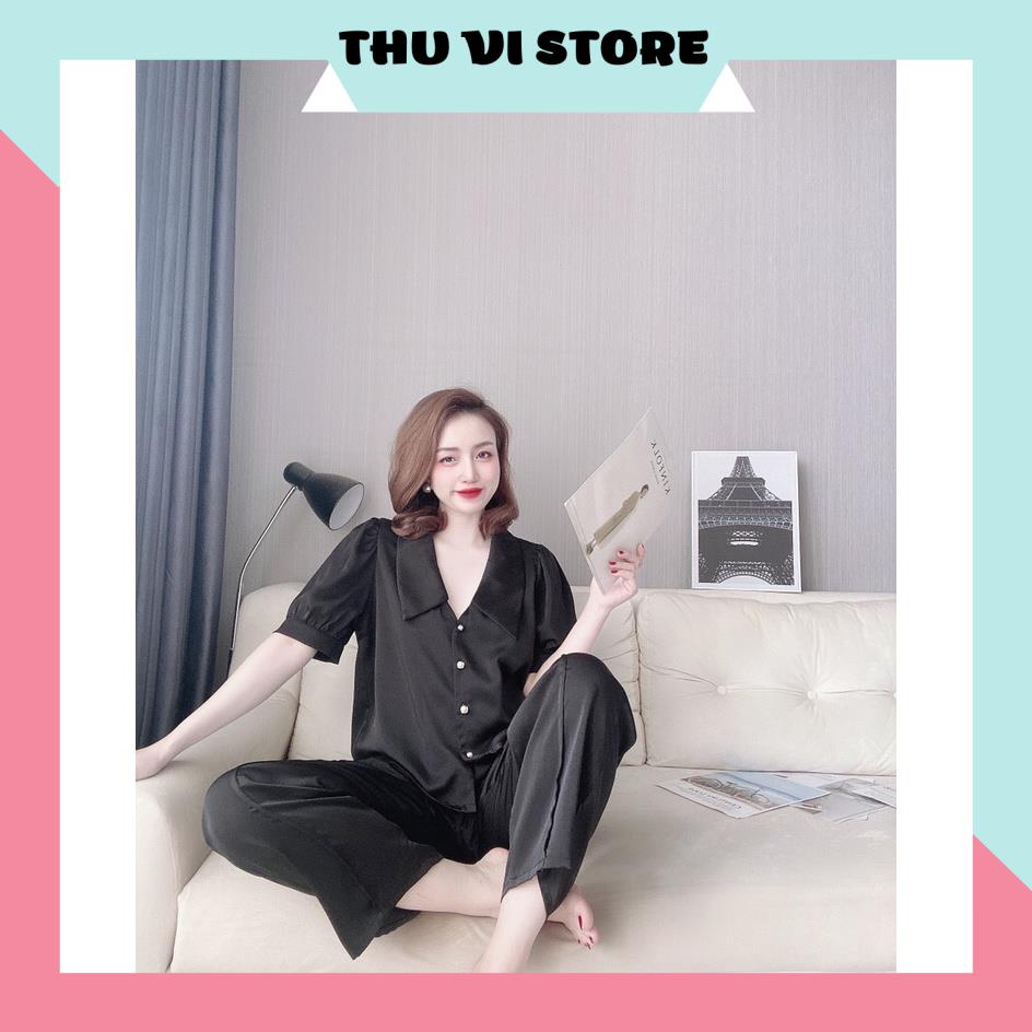 Đồ Lụa Mặc Nhà, Đồ Bộ Nữ Đồ Ngủ Áo Cổ Sen Quần Dài Chất Lụa Santin Mềm Mịn Nhiều Màu Form Dáng Rộng Rãi Dưới 60kg Mặc Vừ | BigBuy360 - bigbuy360.vn