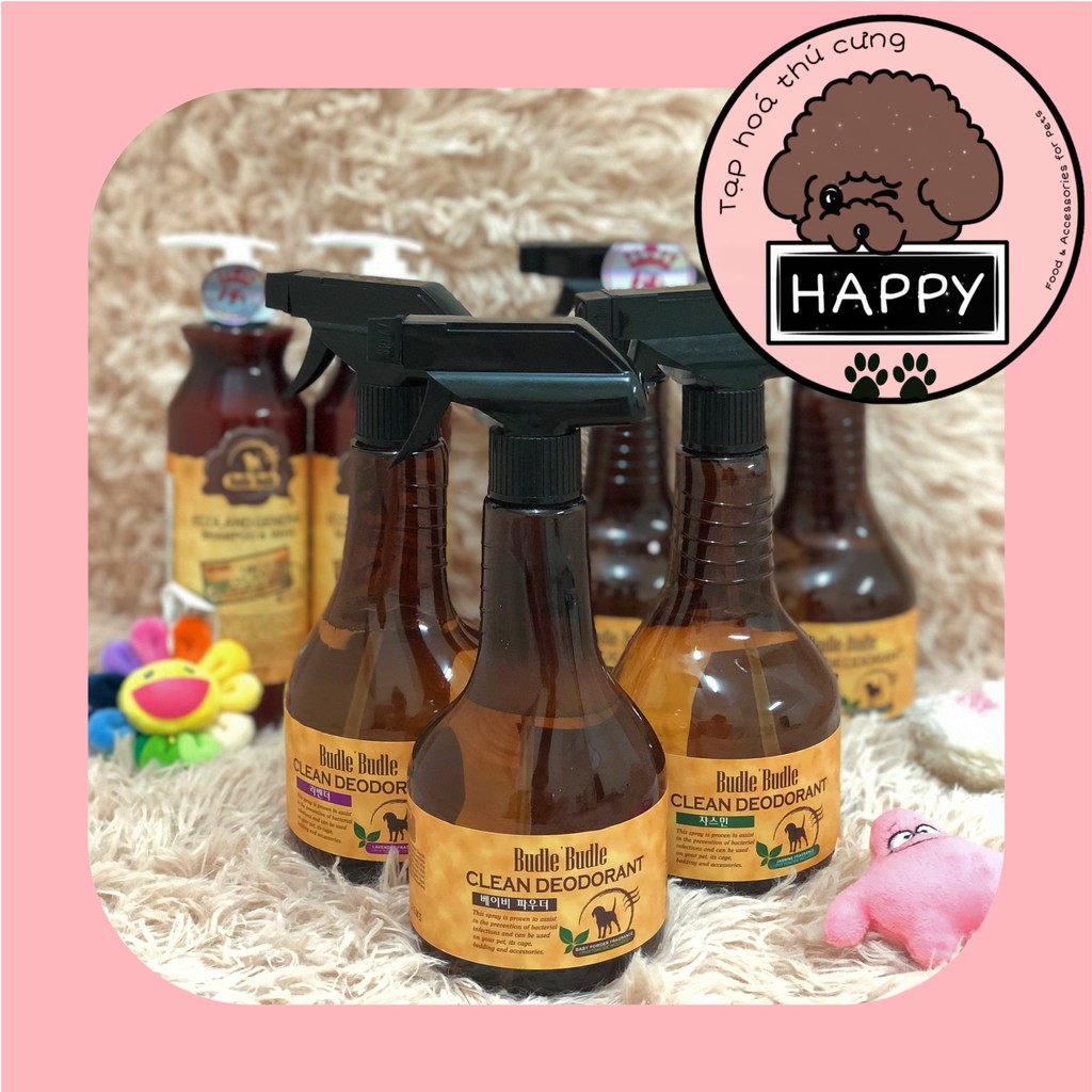 Xịt dưỡng lông, kháng khuẩn và khử mùi Budle'Budle 530ml - Đồ dùng chó mèo [Ảnh thật] [Có sẵn] - Tạp Hóa Thú Cưng Happy