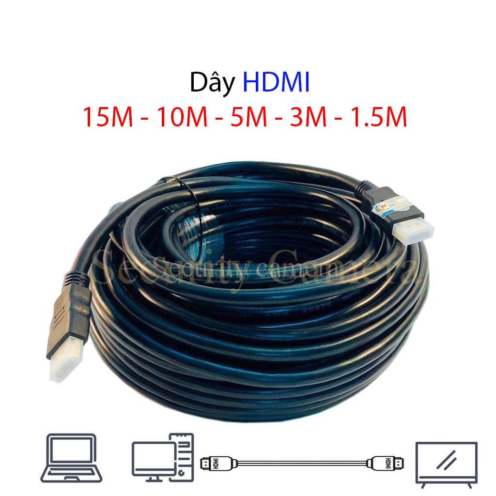 Cáp HDMI tròn 15M-10M-5M-3M-1.5M chuẩn hình ảnh 2K, full HD 1080P, HD+