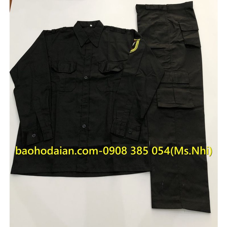 Quần áo vệ sĩ màu đen vải kaki 65/35 thoáng mát