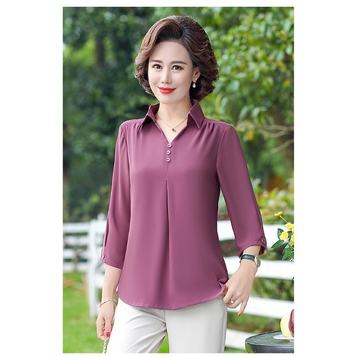 Áo Sơ Mi Nữ Trung Niên A85 - Áo kiểu trung tuổi U40 U50 cho mẹ thời trang mùa hè Đẹp sang trọng cao cấp Bigsize giá rẻ
