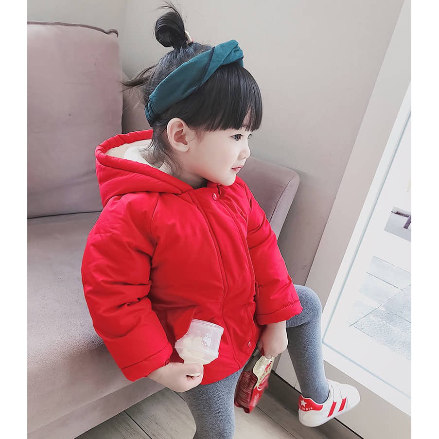 Áo khoác lót lông cho bé gái siêu xinh phong cách Hàn quốc