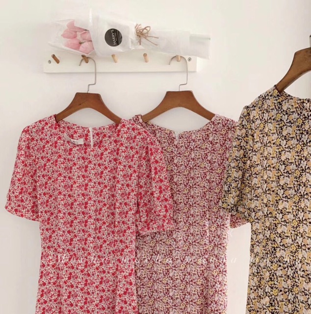 Váy hoa nhí vintage ngắn tay sắc màu🌸 VKE7012 Hàng Quảng Châu | BigBuy360 - bigbuy360.vn
