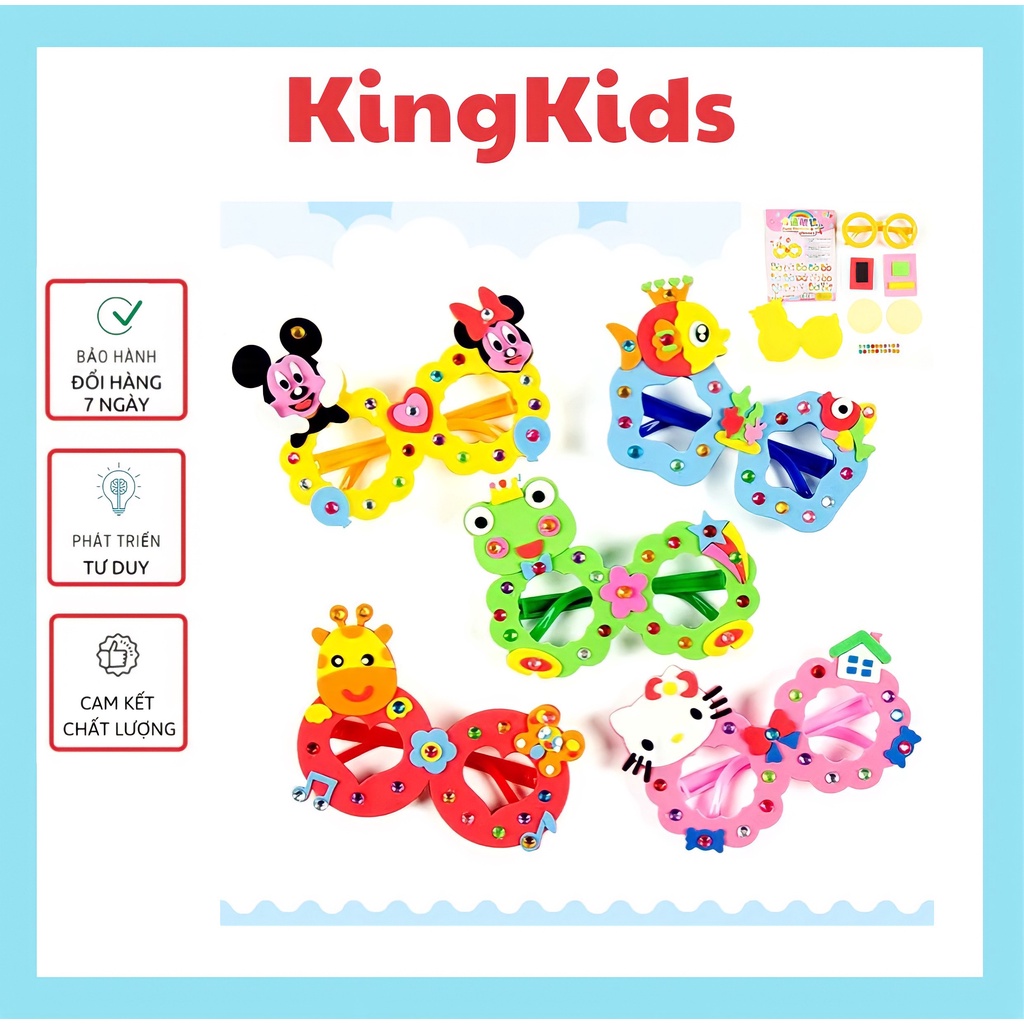 Set dụng cụ làm kính mắt DIY cho bé, bộ làm mắt kính EVA nhiều chủ đề KingKids