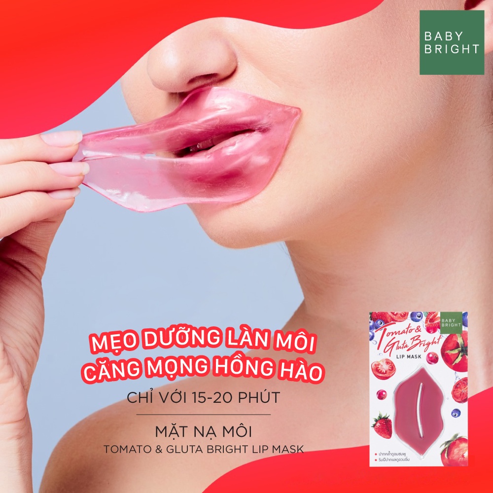 Mặt Nạ Môi Cà Chua Baby Bright Tomato &amp; Gluta Bright Lip Mask 10g - Wincy Mart