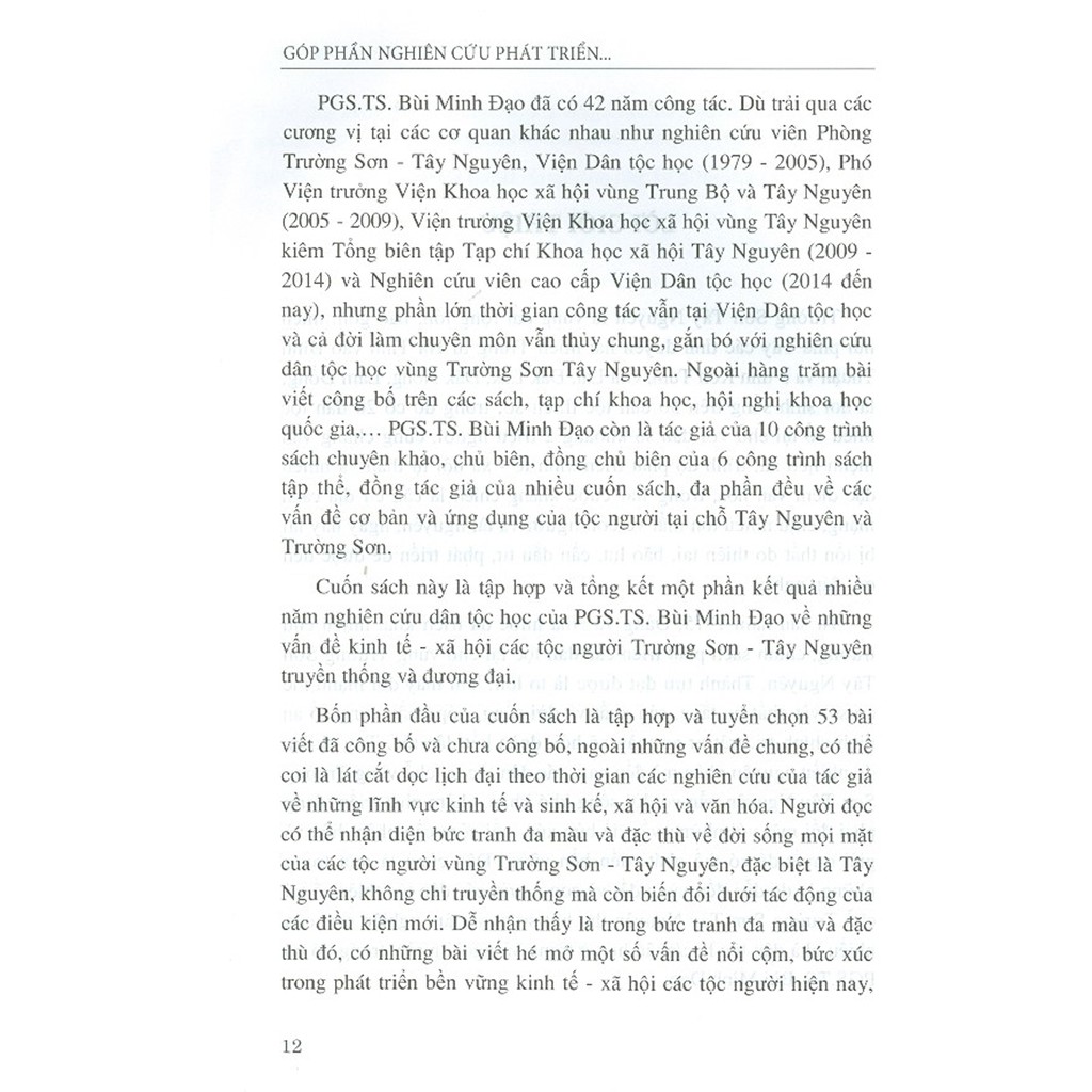 Sách - Góp Phần Nghiên Cứu Phát Triển Bền Vững Các Dân Tộc Thiểu Số Tại Chỗ Vùng Trường Sơn Tây Nguyên