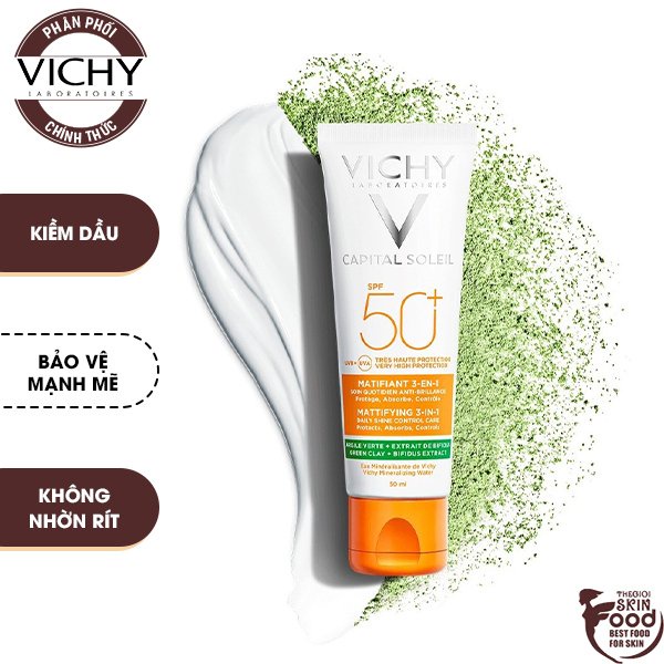 Kem Chống Nắng Kiềm Dầu Chống Ô Nhiễm Và Bụi Mịn Vichy Capital Soleil Mattifying 3-In-1 SPF50+ 50ml