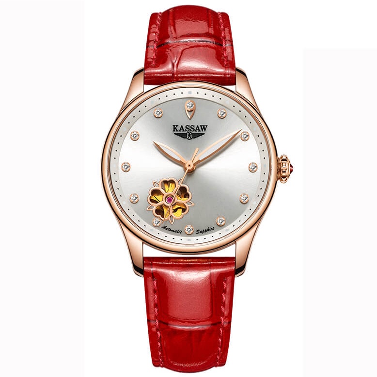 Đồng hồ nữ chính hãng KASSAW K993-2  Kính sapphire,chống xước,Chống nước 50m ,BH 24 tháng,Máy cơ (Automatic) ,dây da xịn
