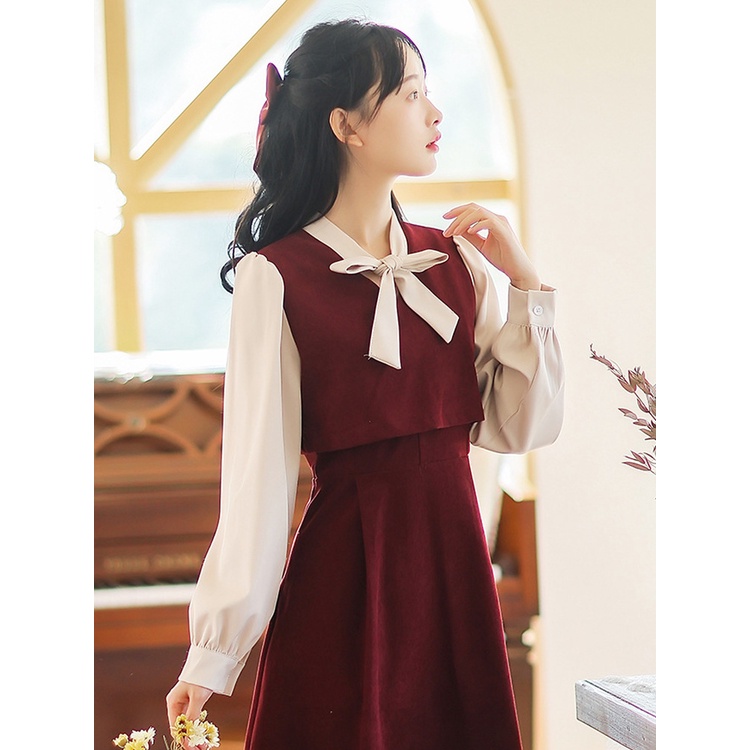 Váy đầm vintage dáng dài tiểu thư - Kèm nơ xinh Hàng Quảng Châu - ShinsamStore | BigBuy360 - bigbuy360.vn