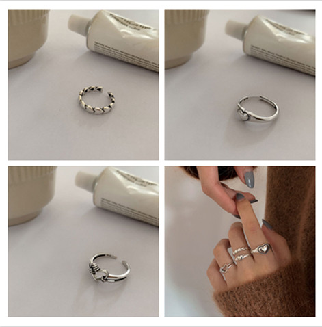 Nhẫn hở phối hình trái tim phong cách cổ điển cho nữ