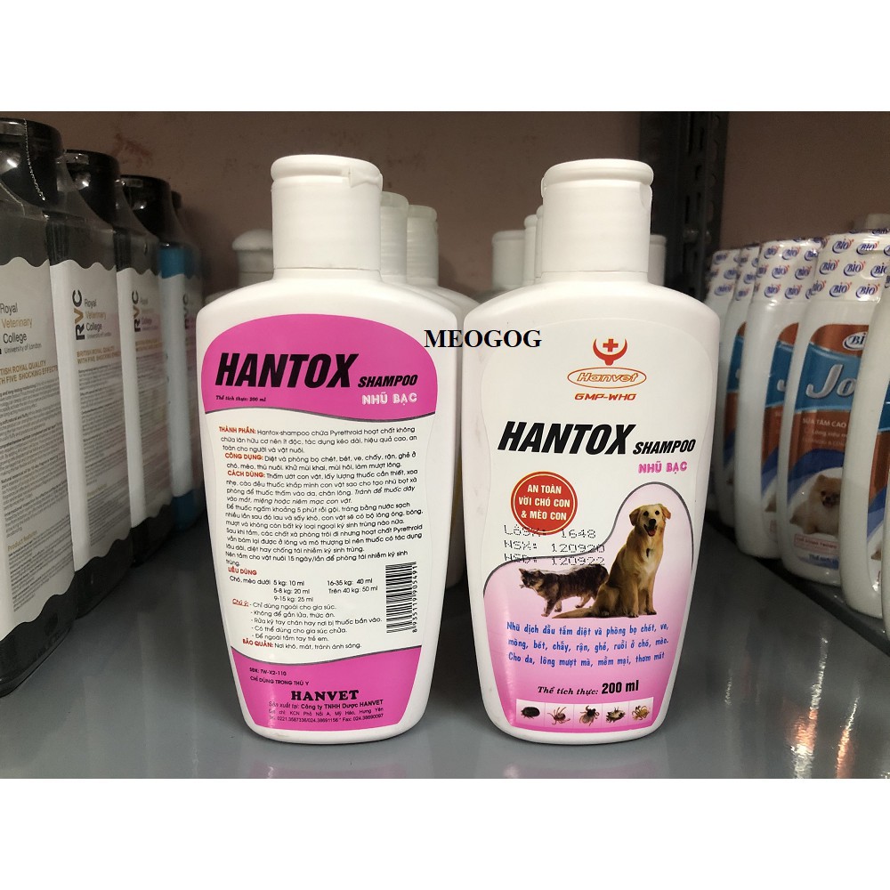 Sữa Tắm Trị Ve Rận Bọ Chét Chó Mèo Hantox Shampoo