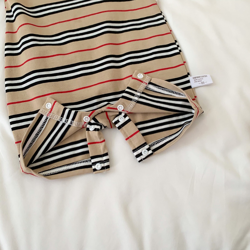 Bộ áo liền quần ngắn tay họa tiết kẻ sọc thời trang mùa hè cho bé trai