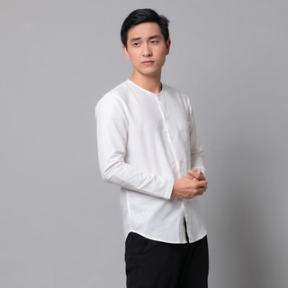 Áo Nam Dài Tay Tay Cổ Tròn Cài Khuy Vải Đũi Xuất Dư (linen) Rough