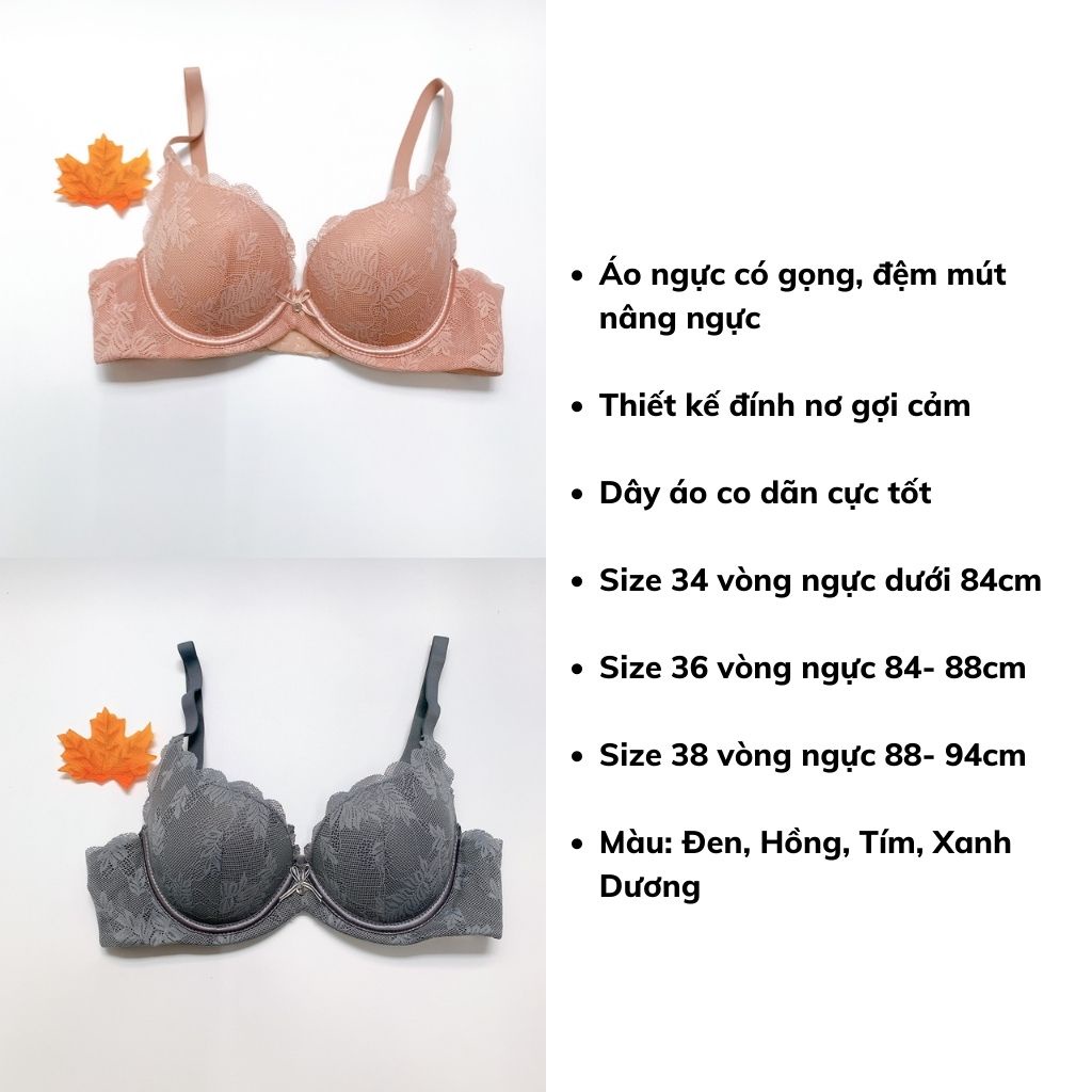 Áo ngực ren nữ có gọng đệm mút nâng ngực ôm trọn vòng 1 gợi cảm JOCOSI A7321
