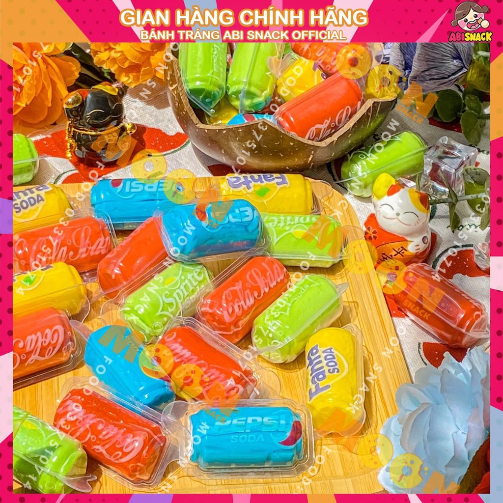 combo 5 viên kẹo dẻo có nhân chảy vị trái cây Soda Gumdrop hình lon nước ngọt HongKong