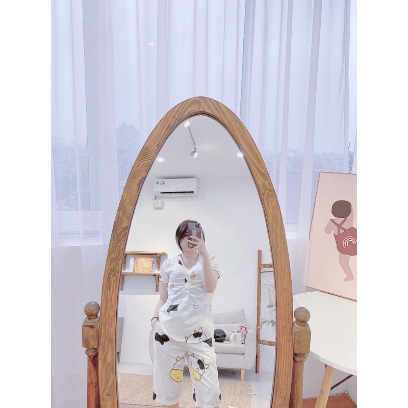 Bộ pijama bộ mặc nhà bộ lửng tay côc quần lửng chất thô đẹp