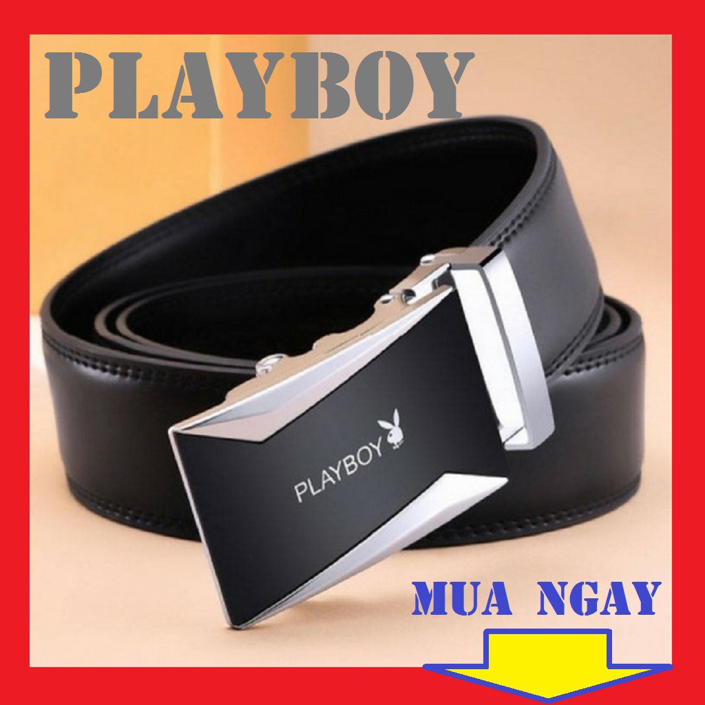 [Dây lưng] Thắt Lưng Da Nam Chính Hãng PLAYBOY Khóa Cài Da Xịn. Dây Nịt Nam Da Bò 100% Mạ Bạc Trẻ Trung Nam Tính GC305