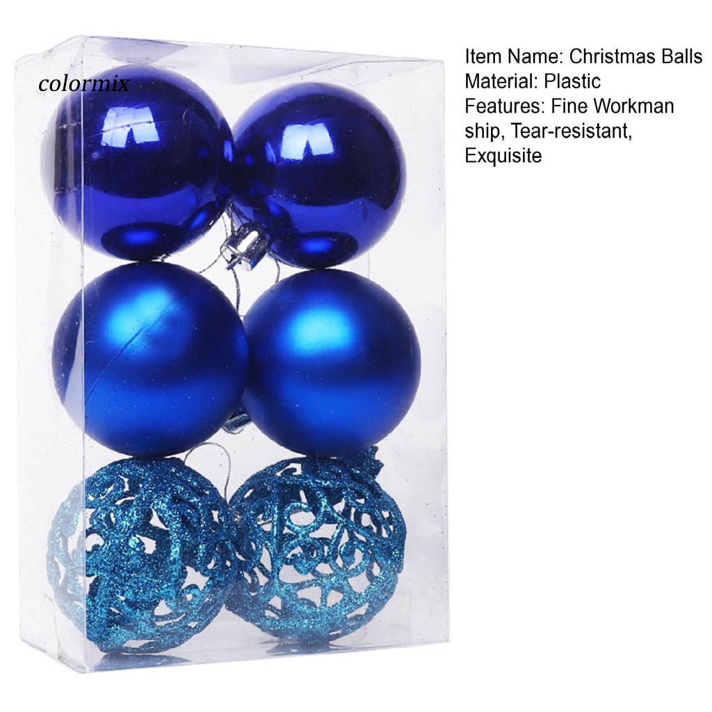 Set 6 Trái Châu Trang Trí Cây Thông Noel Kích Thước 6cm / 8cm