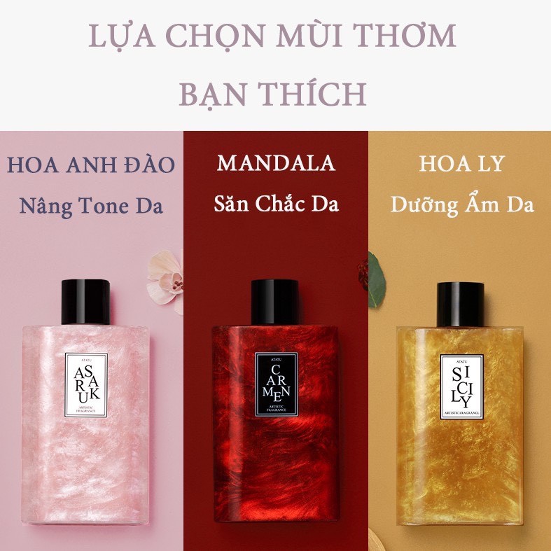 Sữa Tắm Nước Hoa Dưỡng Ẩm Trắng Da ATATU Thơm Lâu Quyến Rũ 315ml