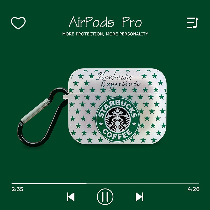 Vỏ Bảo Vệ Hộp Sạc Tai Nghe Airpods1 2 3 Pro Bluetooth Không Dây Chất Liệu Silicon TPU Nhám Hình LOGO Cà Phê Và Ngôi Sao
