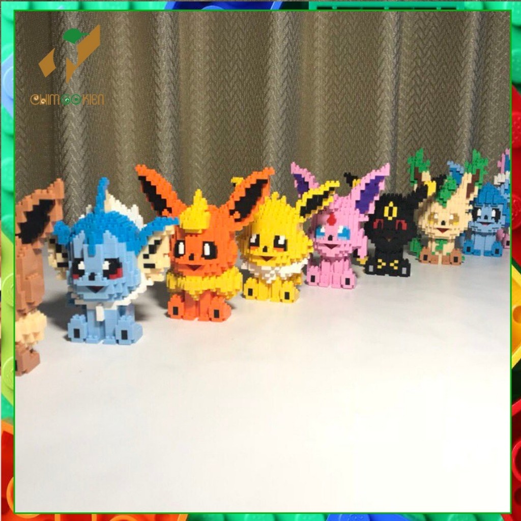 Lego pokemon 3d- Mô hình pokemon Eevee và các hệ tiến hóa Glaceon, Leafeon, Umbreon, Espeon, Jolteon, Vaporeon, Sylveon