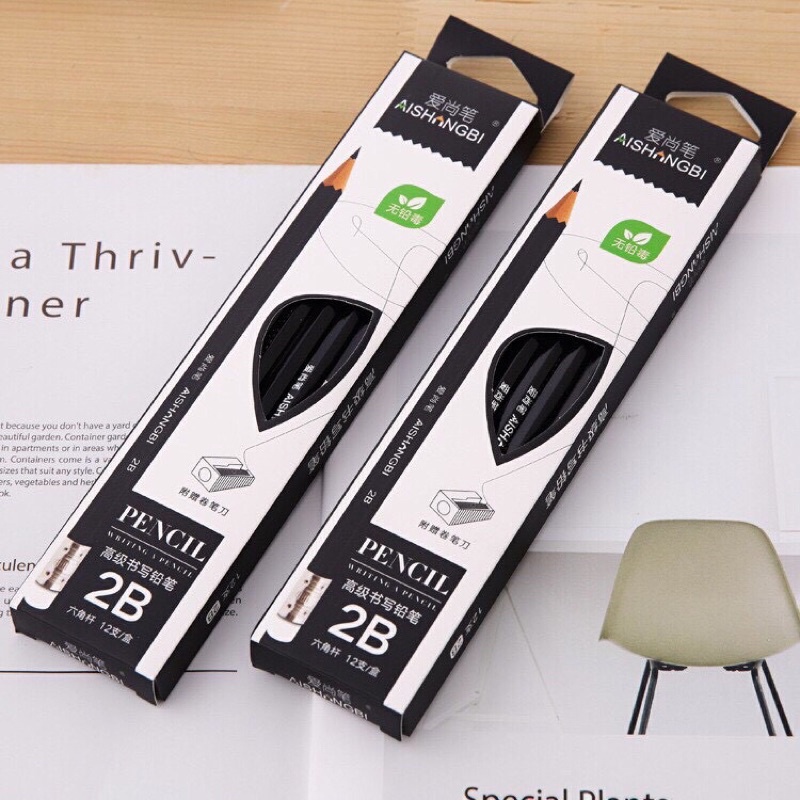 Bán lỗ xin đánh giá_HỘP 12 chiếc bút chì 2b cao cấp kèm gôm tẩy cực xinh, đồ dùng học tập cho bé, bút tập viết