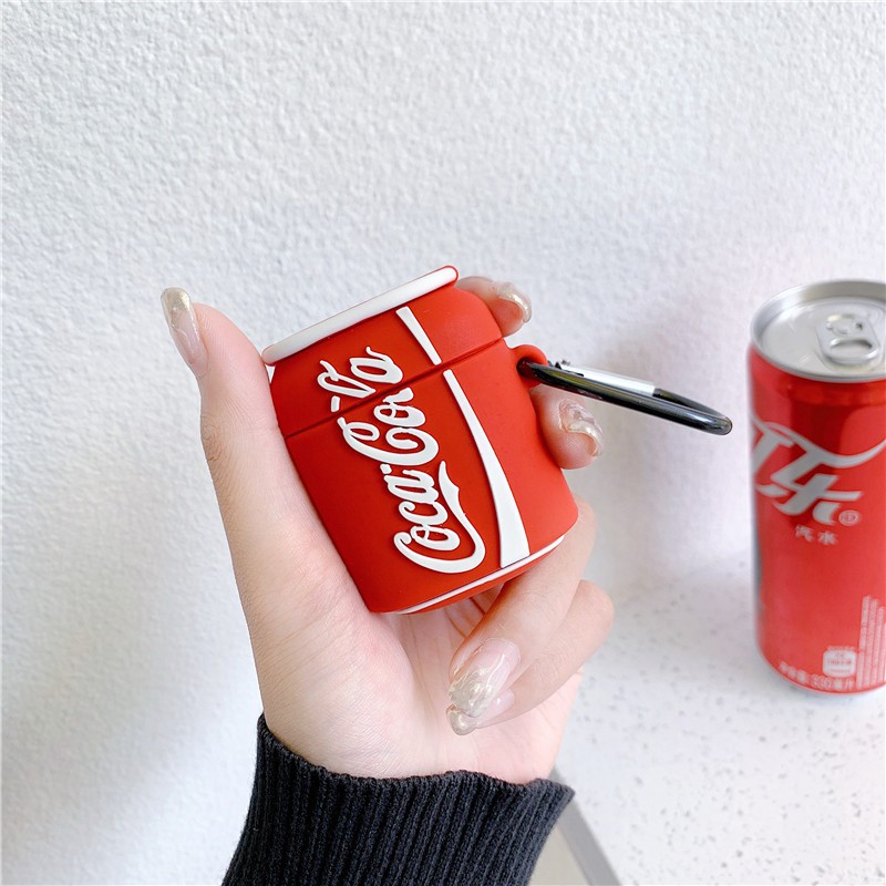 Vỏ bảo vệ hộp sạc tai nghe hình lon coca độc đáo thích hợp cho Airpods 1/2