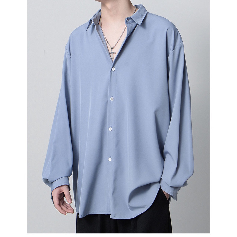 Áo Sơ Mi Nam Trơn Màu Drape Lỏng Băng Lụa