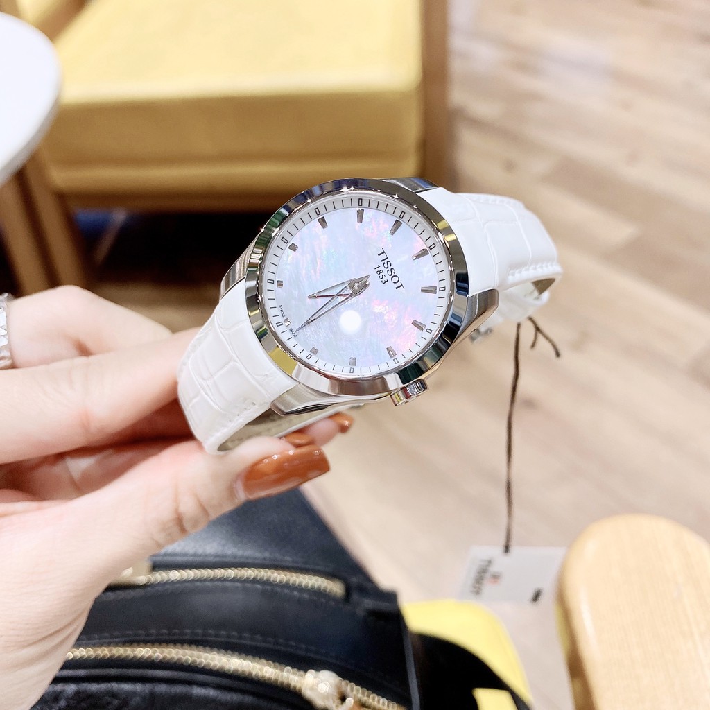 Đồng hồ nữ chính hãng Tissot T0352461611100 - máy Quartz pin Thụy Sĩ - Kính Sapphire - Dây da trắng