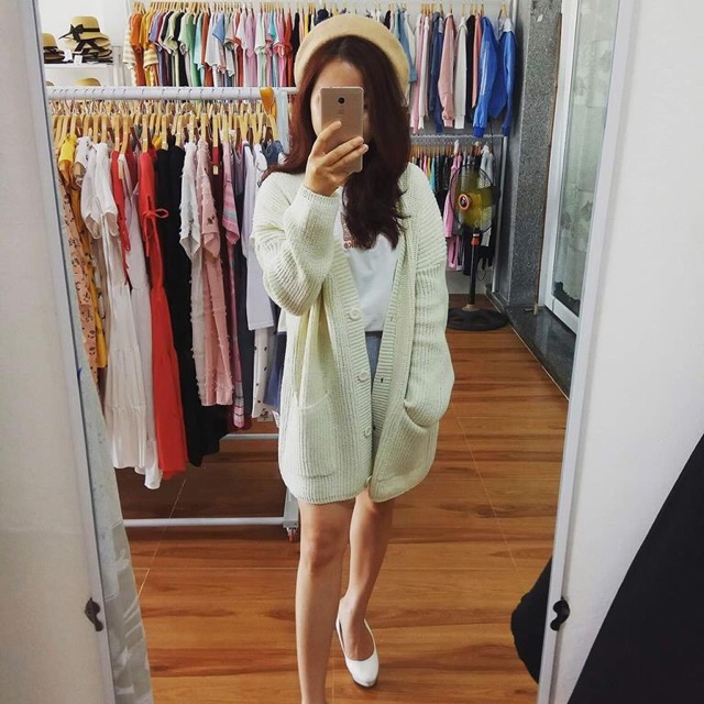 Áo cardigan len trơn
