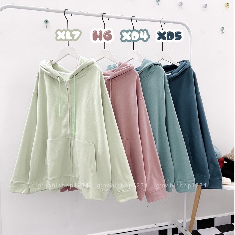 Áo Khoác Hoodie Zip Tay Phồng Trơn - Nabishop1234 Mã AK015 ( ẢNH THẬT)