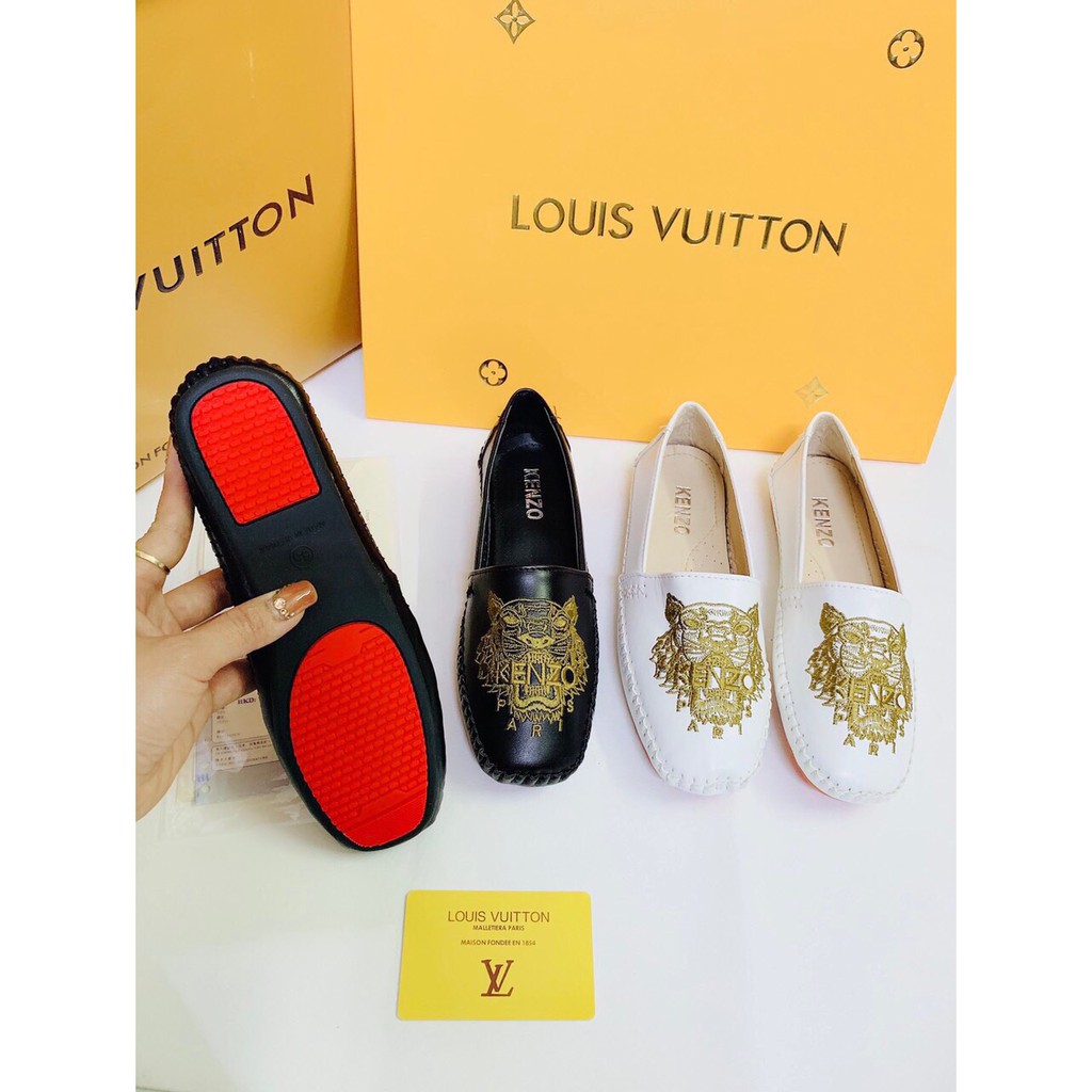 XẢ HÀNG LẺ SIZE - Giày slip on da mịn thêu hình mũi vuông